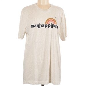 🌺 Bella Canvas “Manhappiness” Heather Cream Retro Graphic Print Tee Size L NWT